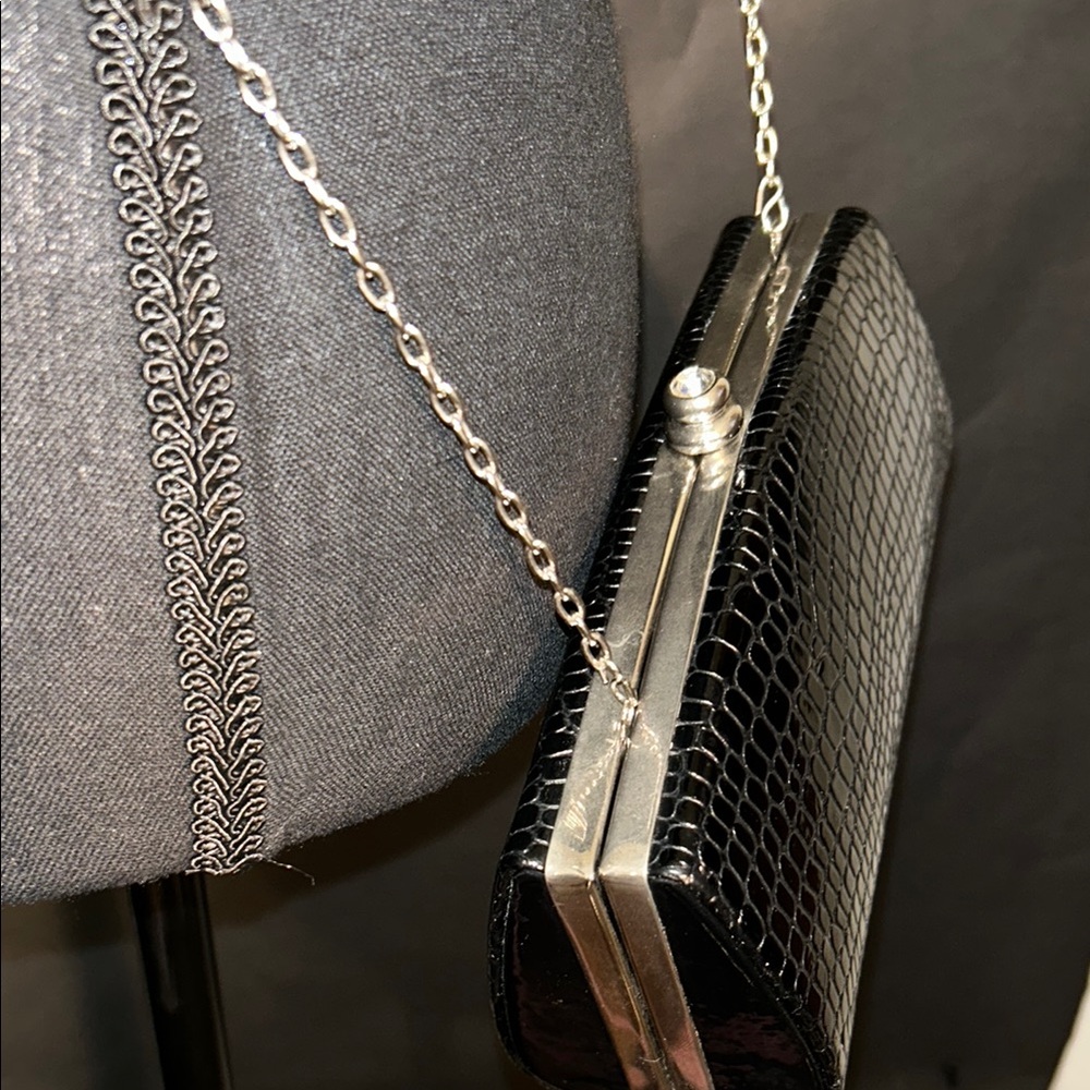 Small Black Crocodile-Patterned With Rhinestone C… - image 4